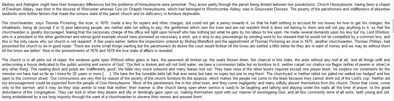 Vicar Thomas Pickering bemoaning the state of the church in 1678 Courtesy of John Gill