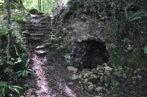 Steps and cellar below tower